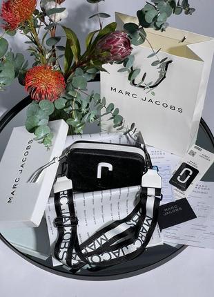Женская черно-белая сумка через плечо marc jacobs 🆕маленька сумка кросс боди4 фото