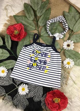 Полосатая маечка с повязкой на 12-18 мес