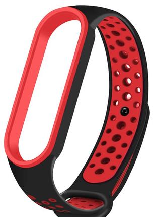 Ремішок nike style для фітнес-браслета xiaomi mi band 6/5 чорний з червоним (mrk6782)