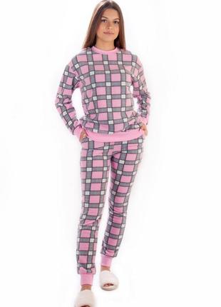 Теплая флисовая пижама в цветах, теплый флисовый комплект для дома, флисовая теплая пижама3 фото