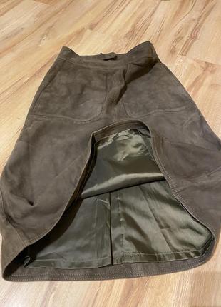 💥 крутая 😎 юбка трапеция с накладными карманами кожа4 фото