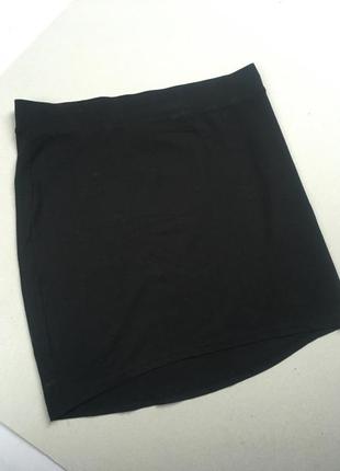 Трикотажна чорна спідниця міні2 фото