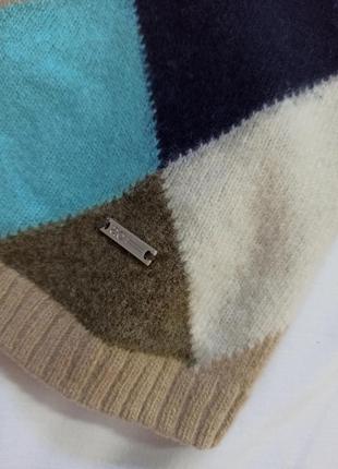 Винтажный теплый шерстяной свитер с ромбиками3 фото