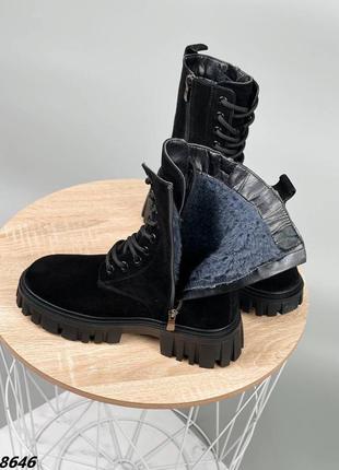 Зимові чорні замшеві високі черевики , натуральна замша, 36-41рр8 фото