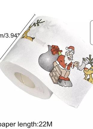 Декор на новий рік, туалетний папір з принтом санта клауса та оленя, дід мороз, чудова прикраса на новий рік, 22 метра