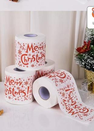 Декор на новий рік, туалетний папір з принтом "щасливого різдва!", чудова прикраса на новий рік, 22 метра2 фото