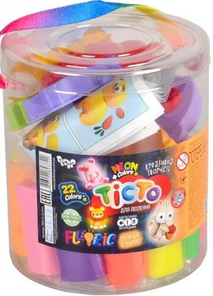 Набір для творчості danko toys тісто для ліплення fluoric 22 кольори (укр) (tdm-fl-22-01u)1 фото