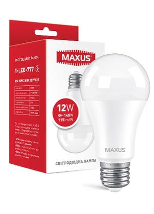 Лампа світлодіодна maxus 1-led-777 a60 12 w 3000 k 220 v e27