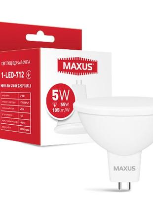 Лампа светодиодная maxus 1-led-712 mr16 5w 4100k 220v gu5.3