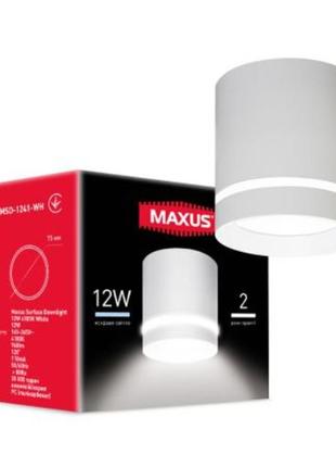 Світильник точковий світлодіодний 12w maxus surface downlight  4100k white1 фото