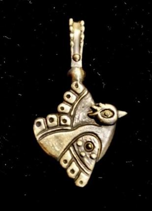 Латунний кулон ручної роботи пташка мала