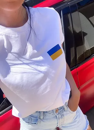 Женская футболка легкая летняя с флагом украины и коротким рукавом, модная одежда