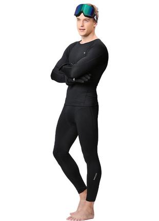 Термобілизна чоловіча xintown nyxt19jbyd-1 black m однотонна флісова костюм з кольоровими вставками для тренувань3 фото