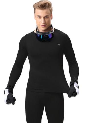 Термобелье мужское xintown nyxt19jbyd-1 black m однотонный флисовый костюм с цветными вставками для тренировок2 фото