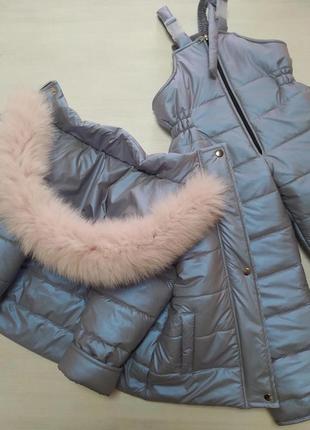 Дитячий зимовий комбінезон комплект курточка і полукомбінезон5 фото
