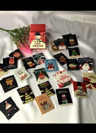 Набір новорічних стікерів наліпок для подарунку для скрабукінгу для декору марки сніговик наклейки подарок