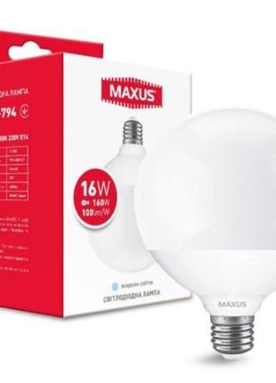 Лампа світлодіодна maxus g110 16w 4100k 220v e27 куля