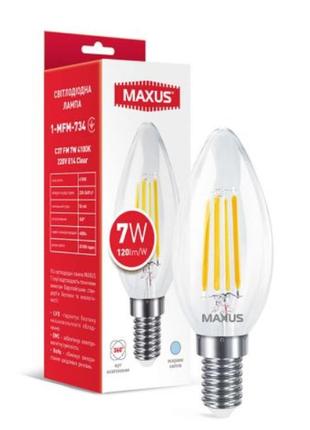 Лампа світлодіодна філаментна maxus c37 fm 7w 4100k 220v e14 clear