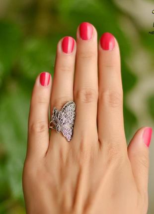 Кольцо "бриллиантовая бабочка". размер 171 фото