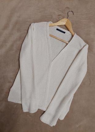 Молочный вязаный свитер свитерок короткий кардиган кофта кофточка накидка