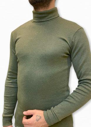 Гольф  олива на флисе. водолазка термо.