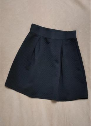 Юбка черная gloria jeans размер xs/s, юбка короткая солнце-клеш с поясом-резинкой2 фото