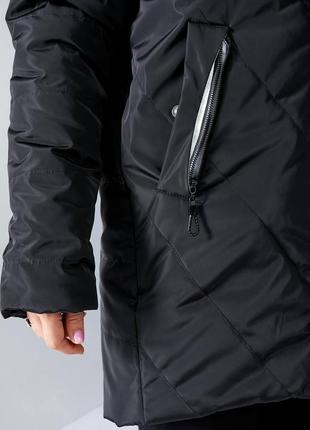 ❄️☃️єврозима⛄❄️ куртка кокон молодіжна пуховик теплий а1010/1 матова чорна чорний чорного кольору3 фото