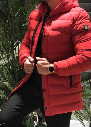 Мужская куртка красная удлиненная турция — цена 1840 грн в каталоге Куртки  ✓ Купить мужские вещи по доступной цене на Шафе | Украина #108375863