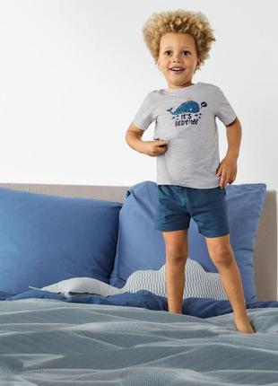 1-2 года летняя пижама для мальчика домашний костюм футболка шорты трикотажные хлопковые отдых пляж2 фото