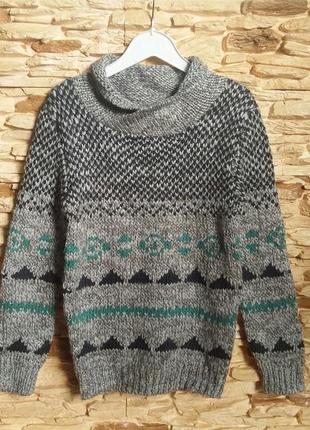 Теплая кофта/свитер/пуловер с воротом kiabi (франция) на 7-8 лет (размер 126-131)