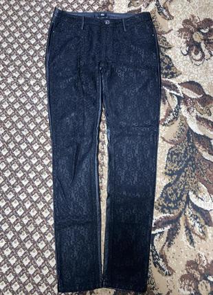 Суперские кожаные штаны с кружевом джинсы брюки кожзам
