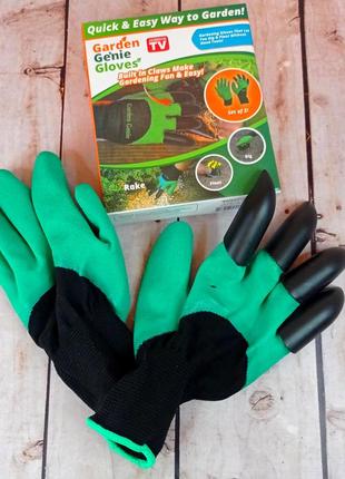Рукавички граблі для саду та городу з кігтями garden clove рукавички для розпушування живі фото1 фото
