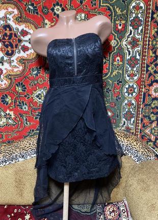 Красивое вечернее платье бюстье кружево и сетка со шлейфом1 фото
