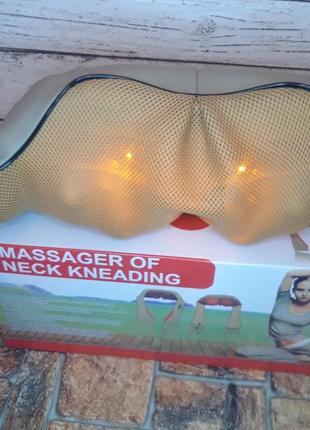 Роликовий масажер для тіла з підігрівом shiatsu massager of neck kneading original 4 кнопки фото реальн5 фото