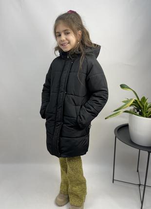Зимове пальто чорне на флісі до -30 морозу пуховик ж капюшоном6 фото