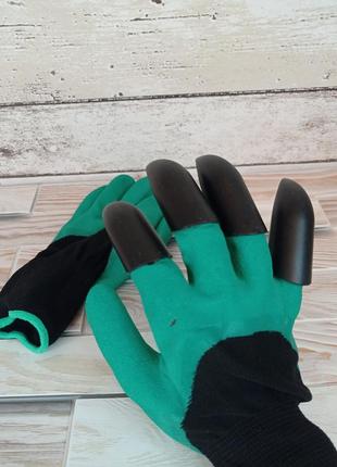 Садові рукавички граблі garden clove з кігтями для розпушування щільні водонепроникні фото4 фото