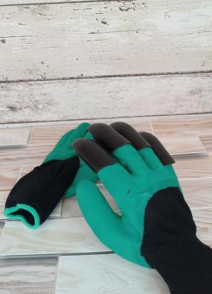 Садові рукавички граблі garden clove з кігтями для розпушування щільні водонепроникні фото3 фото
