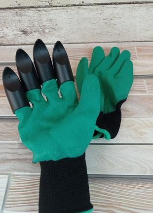 Садові рукавички граблі garden clove з кігтями для розпушування щільні водонепроникні фото5 фото