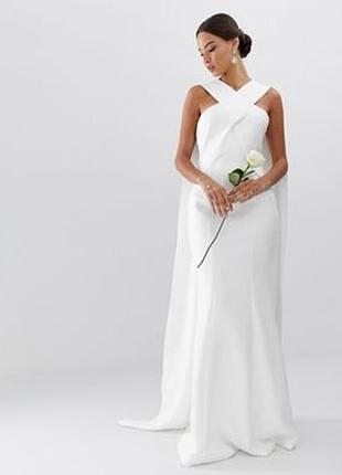 Плаття весільне з кейпом  asos disign