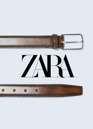 Стильный ремень/пояс zara man натуральная кожа с винтажным эффектом испания1 фото