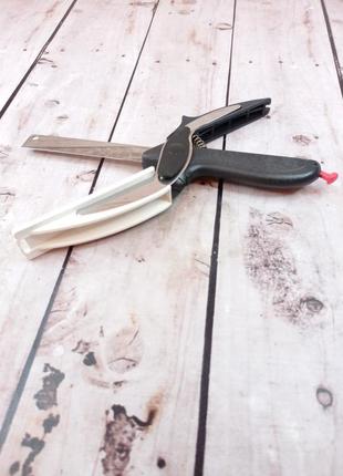 Розумний універсальний кухонний ніж-ножиці clever cutter багатофункціональний для подрібнення і шинкування фото3 фото