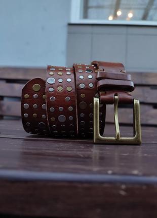 Женский ремень/пояс cowboysbelt/cowboysbag с заклепками в стиле вестерн ковбойский стиль рокерский байкерский западный кожа3 фото