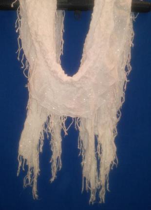 Белый нарядный ажурный  шарф2 фото