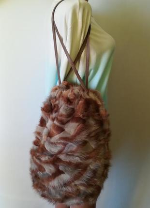 Классная сумка-торба из натурального меха норки и натуральной кожи.2 фото