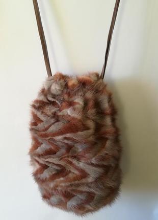 Классная сумка-торба из натурального меха норки и натуральной кожи.3 фото