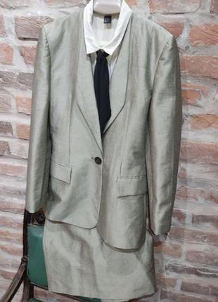 Стильный винтажный костюм pret-a-porter roccobarocco мини юбка пиджак жакет7 фото