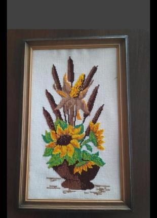 .картина вишивка, соняхи.