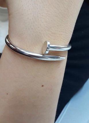 Браслет из серебра в виде изогнутого гвоздя - 970196832