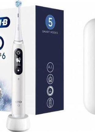 Электрическая зубная щетка braun oral-b io series 6 iom6-1a6-1k-white белая1 фото