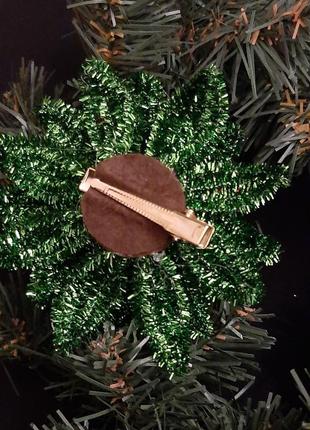 Новорічний декор, ялинкова прикраса ручної роботи квітка пуансетія різдвяна зірка маленька4 фото